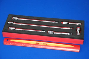 Snap-on Excellent 6 Piece 3/8" Drive Knurled Extension Set in a Red Foam Holder - Picture 1 of 5