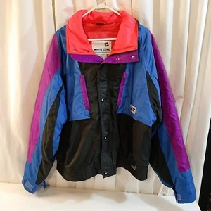 Vintage White Stag Mens Sz XL Ski Wear Black Blue Purple Pink Winter Snow Jacket - Picture 1 of 12
