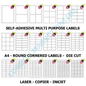 Address Label A4 Self Adhesive Inkjet Copier Laser 1 2 3 6 8 10 12 27 labels FBA - Picture 1 of 19