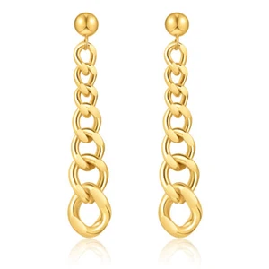 9*40mm Gold/Silver Hollow Ear Studs Stainless Steel Women's Anniversary Earrings - Picture 1 of 8