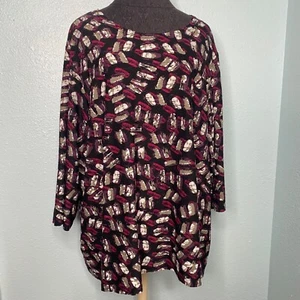 Rebecca Malone Top Blouse Shirt Women Plus Size 2X Black Purple White - Picture 1 of 10