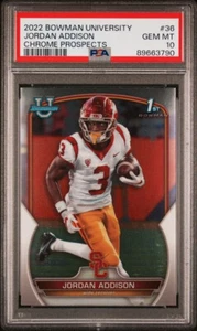 Jordan Addison 2022 Bowman University 1st Bowman Chrome Prospects #36 PSA 10 - Imagen 1 de 2
