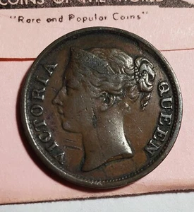 Insediamenti dello Stretto 1845 WW 1/2 Centesimo KM-2 VF+ Moneta Rame - Foto 1 di 4