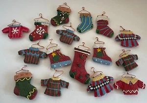Lot Of 16 Vintage Handmade Ceramic Christmas Ornaments - Picture 1 of 10