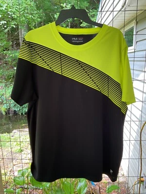 Fila Sport Golf Hombre XL Polo Performance Fluorescente Amarillo/Negro Manga Corta Foto 1 de 4