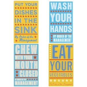 Kitchen Rules Kids Room Wall Decal Set Vintage Style Kitchen Decor Bundle - Picture 1 of 2
