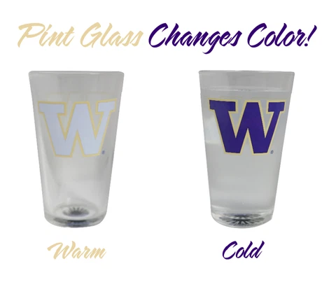 Color Changing! University of Washington Huskies Heat Sensitive Pint Glass Cover