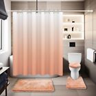 Blush Pink Bathroom Sets with Shower Curtain and Rugs Waterproof Shower Curta...