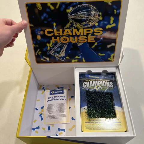Los Angeles Rams 2022 Season Ticket Gift Box with Authentic Super Bowl Turf Cover