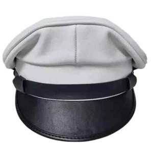 Cappello berretto bluf gay polizia Muir biker esercito bianco in vera pelle USA - Foto 1 di 5
