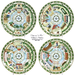 Williams-Sonoma CHEMIN DE FER 8.25" Salad Plate Set 4Pc Porcelain Railway Mint - Picture 1 of 22