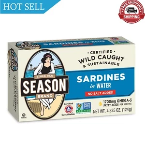 Season Sardines in Water – No Salt Added, Wild Caught, 22g of Protein, Keto S... - Picture 1 of 8