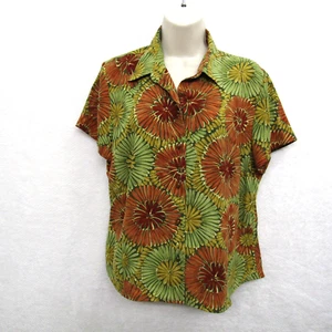 Judith Hart Womens Top Shirt Blouse Petite Size 14P Green Floral Short Sleeve - Picture 1 of 6