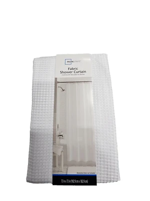 Cortina de ducha de tela Mainstays Waffle blanca 72x72 Foto 1 de 2