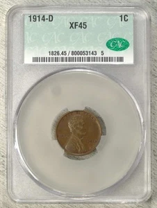 1914-D Lincoln Cent, Key Date, CACG XF-45 - Bild 1 von 3