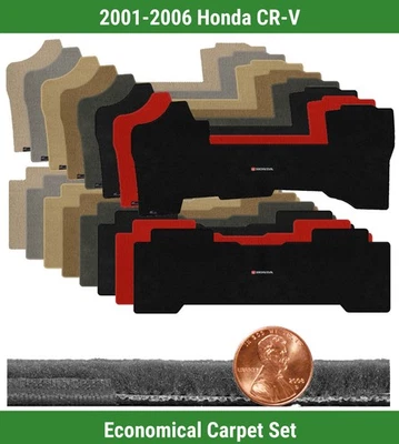 Juego de alfombrillas Velourtex personalizadas para Honda CR-V 2001-2006 con logotipo (2 piezas) #SI8 Foto 1 de 4