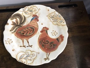 Pier 1 Imports Gallo Decorative Plate With Chickens - Picture 1 of 5