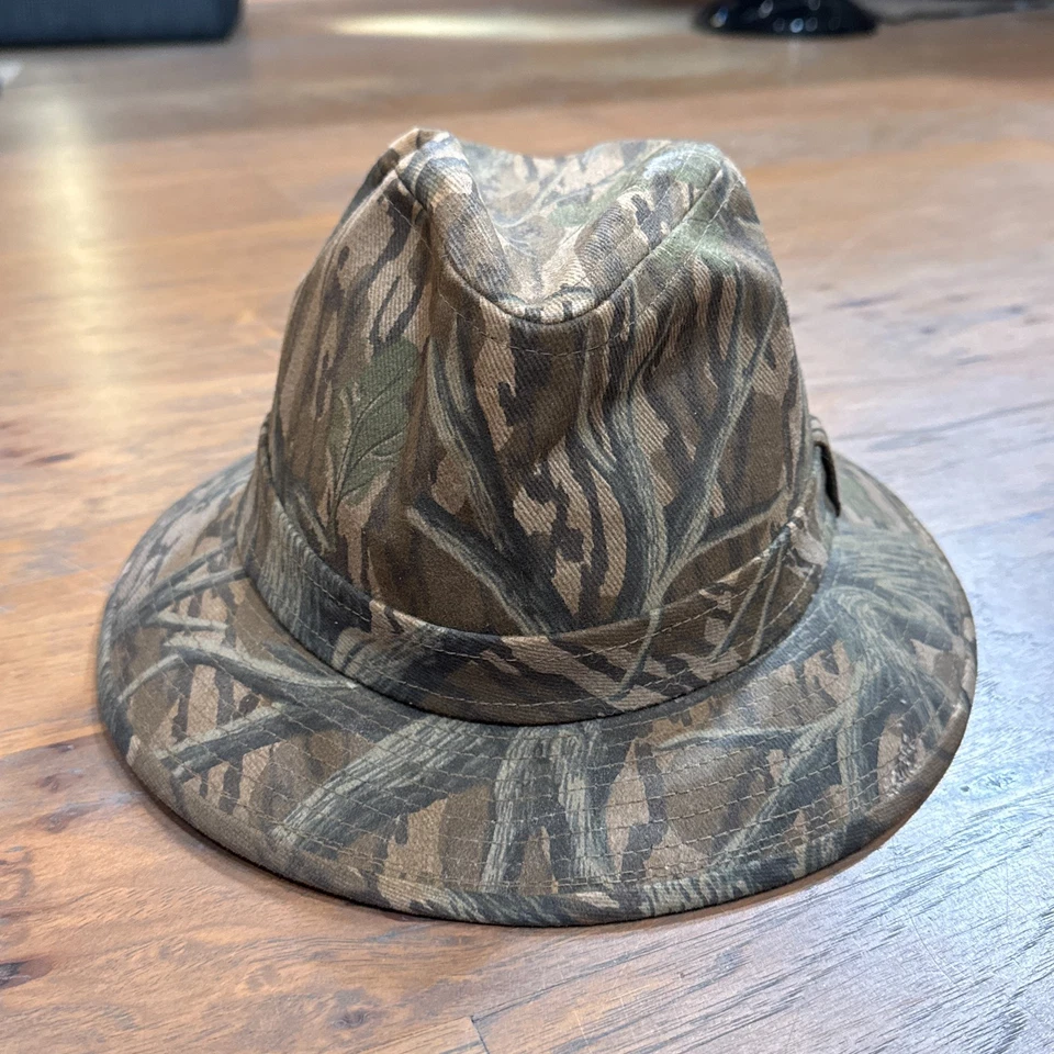 Vintage Mossy Oak Hat Cap Mens M Brown Original Treestand Camo Fedora Hunt 90s - Image 1 of 4