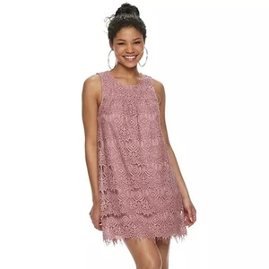 Speechless Rose Pink Sleeveless Lace Shift Dress Medium $70 - Picture 1 of 13