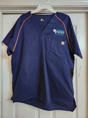Lot Of 3 Carhartt  Mens Size Med Orange/ Navy Blue Scrub Tops NWT. AFFORDABLE  - Image 1 of 4