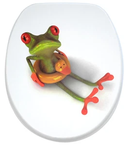 WC SITZ TOILETTENDECKEL KLODECKEL KLOBRILLE MIT ABSENKAUTOMATIK GRÜN FROGGY - Bild 1 von 7