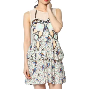 Alice Mccall Size 10 Applique Emroider Floral Tier Silk Sleeveless Mini Dress - Picture 1 of 8