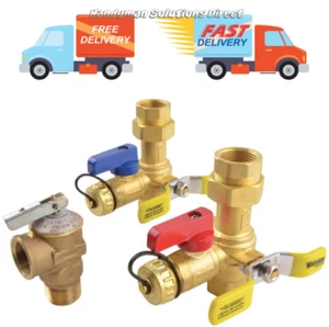 Rheem RTG20220AB Webstone Tankless Water Heater Service Valve Kit, Clean Brass - Picture 1 of 2