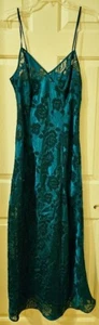 Victoria Secret Gold Label GREEN Nightgown~ Sheer~Floral~Side Slit~Long~Sz L~EUC - Picture 1 of 8