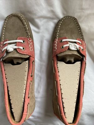 NEW Ladies Sebago Bala Milkshake/ Coral Leather Suede Shoes - Image 1 of 4