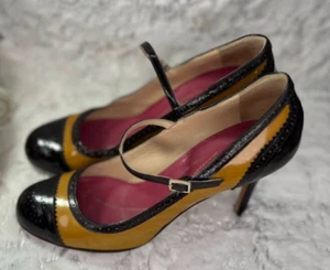 Kate Spade New York Size 9M Made In Italy Black Tan Mary Jane Pump Heels - Picture 1 of 16