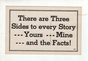 Vintage Comedy Post Card - There Are Three Sides To Every Story - Picture 1 of 2