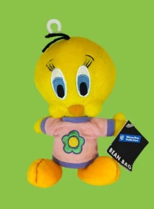 Vintage Sitzsack Plüsch TWEETY BIRD mit rosa Blumen Shirt Looney Tunes Warner Bros - Bild 1 von 12