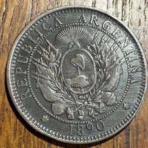 ARGENTINE 1890 (1181) 9 2 CENTAVOS PIECE UNALIGNED - Picture 1 of 2