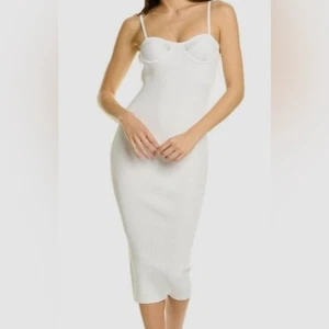 Helmut Lang White Ribbed Midi Dress XL - Picture 1 of 8