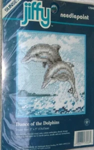 NUEVAS DIMENSIONES PUESTA DE SOL JIFFY NEEDLEPONT DANZA DE LOS DELFINES NUEVO EN PAQUETE KIT - Imagen 1 de 4
