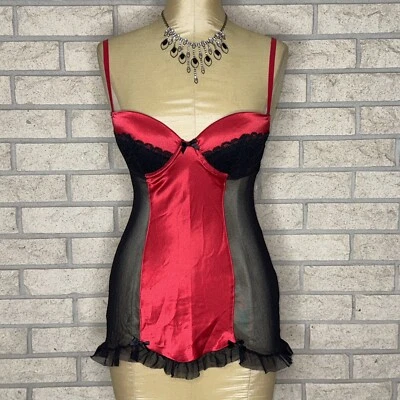 Винтажный красный и черный полупрозрачный мягкий камзол Gillian & O'Malley размер XS 32 бюст - Изображение 1 из 4