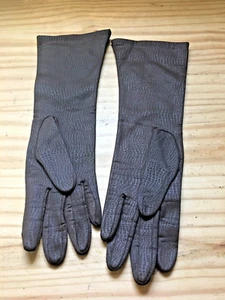Vintage 1970s Brown Rayon & Nylon Mid-Forearm Length Gloves Made in W Germany - Picture 1 of 4