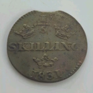 SUEDE 1/6 Skilling 1831 Sweden Clipé  - Picture 1 of 2