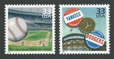 Brooklyn Dodgers NY Giants Yankees Pennant Race & World Series Baseball Stamps!