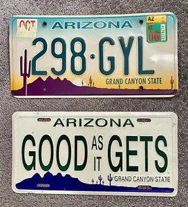 2006 Arizona License Plate #298-GYL and "Good As it Gets" Arizona Vanity Tag - Picture 1 of 7