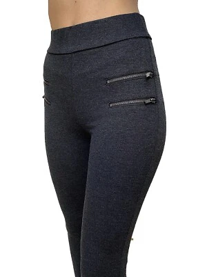 CISONO LEGGINGS HIGH WAIST SKINNY PANTS  STRETCH SPANDEX  S M L SEXY PONTE GREY - Image 1 of 4