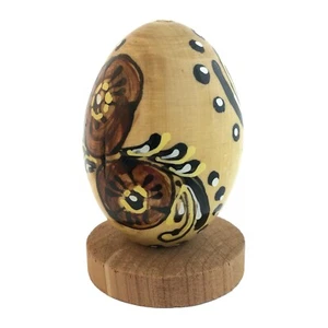 Wooden Egg Hand Painted, Folk Art, Toleware, Eastern European, Flowers - Picture 1 of 6