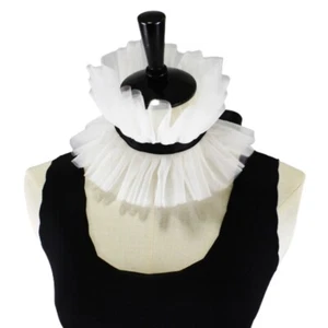 Women Victorian Vintage Mesh Ruffled Stand False Collar Ribbon Bowknot Neck Ruff - Picture 1 of 8