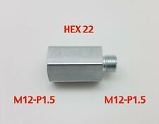 Steel Adaptor M12 x 1.5 Female to M12x1.5 Male Fittings HEX 22 L=43mm/1.7inch