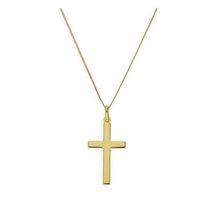 Collier et Large Pendentif Croix en Argent Plaqué Or Jaune - 41 à 81cm - Picture 1 of 24