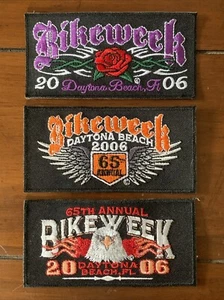 (3) Parches BIKEWEEK DAYTONA 2006 Beach Bike Week - Lote Eagle Wings Rose - Imagen 1 de 6