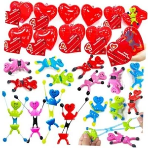 28 Pack Valentines Party Favor Kids Heart Shape Sticky Toys Wall Climbing Men - Picture 1 of 7