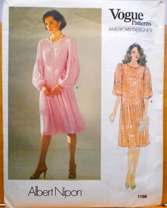 Vogue Pattern 1166 American Designer Albert Nipon Dress Belt Sz 10 Uncut Vintage - Picture 1 of 3