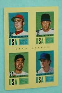 P NIEKRO / S CARLTON / T SEAVER / J MARICHAL 2014 GOLDEN AGE STAR STAMPS #6 