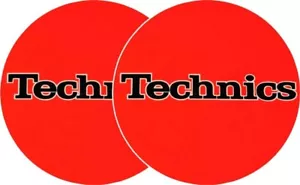 Technics Logo DJ Slipmats (pair, Orange felt with black logo print) - Picture 1 of 2